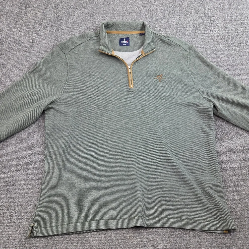 Johnnie-O 1/4 Zip Pullover Mens M Green Merino Wool Cashmere Sweater Preppy
